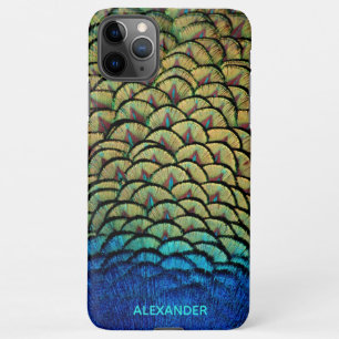 Personalisiert Peacock Blue Feather benannt iPhone 11Pro Max Hülle