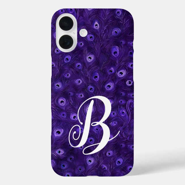 Personalisiert Peacock Feather iPhone 16 Plus Hülle (Rückseite)