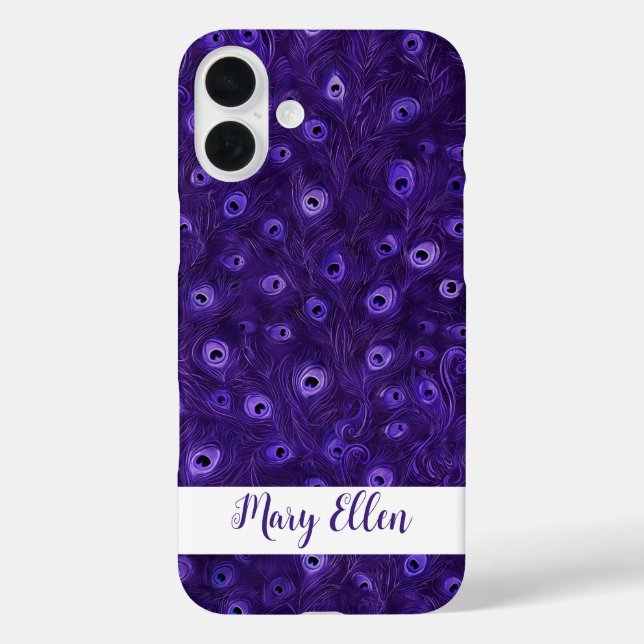 Personalisiert Peacock Feather iPhone 16 Plus Hülle (Rückseite)