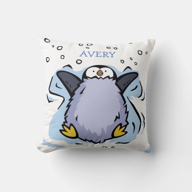 Personalisiert Penguin Chick Angel Cushion Kissen (Vorderseite)