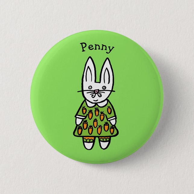 Personalisiert Penny, das Kaninchen Button (Vorderseite)