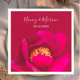 Personalisiert Peony Rose Ruby Red Anniversary Par Serviette