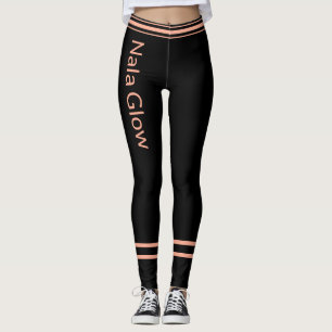 Personalisiert Pfirsichschwarz Streifen Name der K Leggings