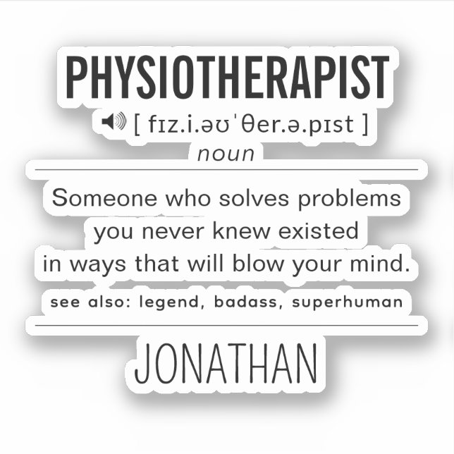Personalisiert Physiotherapeut Funny Aufkleber (Vorderseite)