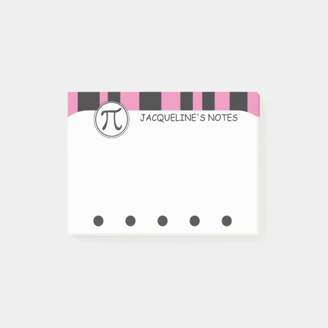 Personalisiert Pi Symbol Math Themed PINK Post-it Klebezettel (Vorderseite)