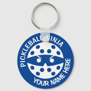 Personalisiert Pickleball Ninja 2 blau Schlüsselanhänger