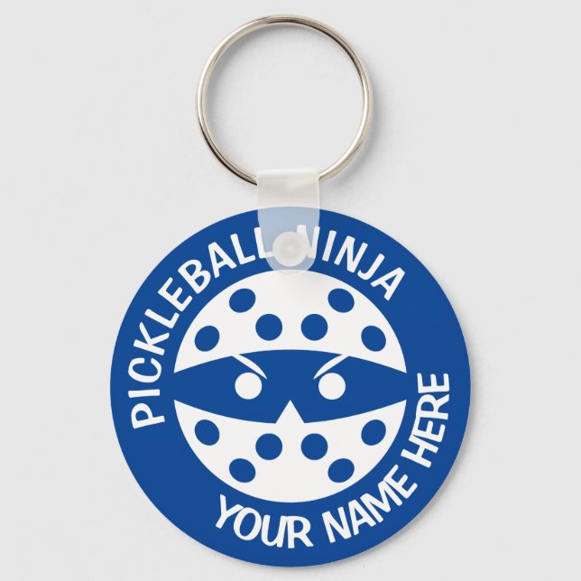 Personalisiert Pickleball Ninja 2 blau Schlüsselanhänger (Vorderseite)