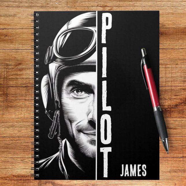 Personalisiert, Pilot-Gesicht, Comic, Schwarz und  Notizblock (Von Creator hochgeladen)