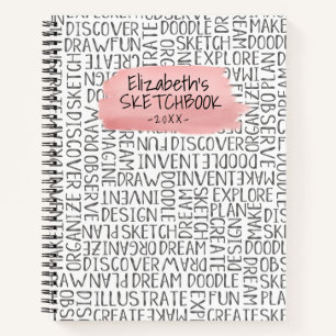 Personalisiert Pink Artist Sketchbook-Notebook Notizbuch
