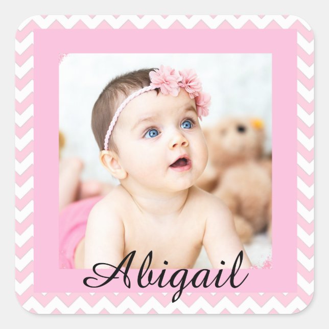 Personalisiert Pink Baby Foto Stickers (Vorderseite)