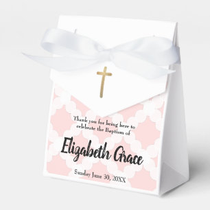 Personalisiert Pink Baby Taufe Gold Cross Geschenkschachtel
