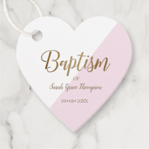 Personalisiert Pink Baby Taufe HERZ danke Geschenkanhänger
