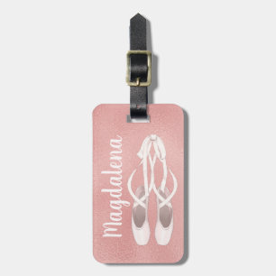 Personalisiert Pink Ballet Slippers Girl Rose Gold Gepäckanhänger