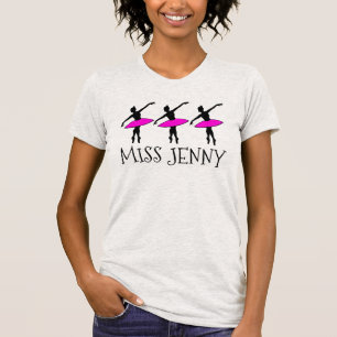Personalisiert Pink Ballet Tanzlehrerin Ballerina T-Shirt