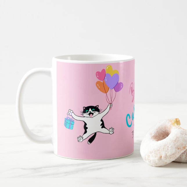 Personalisiert Pink Best Cat Mama je Kaffeetasse (Mit Donut)