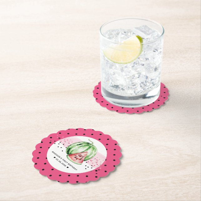 Personalisiert Pink Birthday Watermelon Untersetzer (Vor Ort)