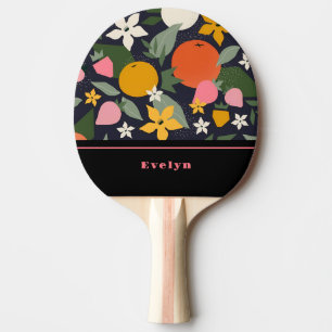 Personalisiert Pink Black Girly Blume Frucht Tischtennis Schläger