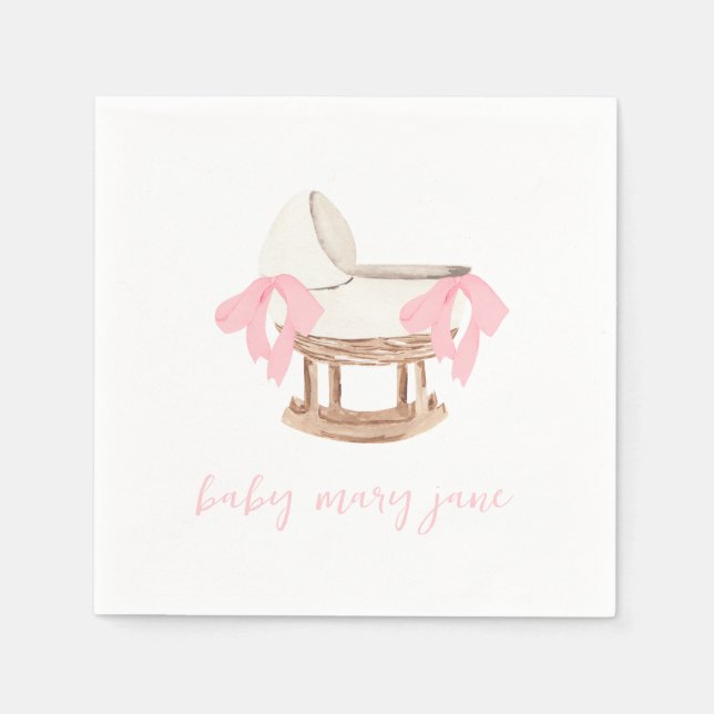 Personalisiert Pink Bow Baby Dusche Napkins Serviette (Vorderseite)