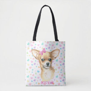 Personalisiert Pink Bow Chihuahua Tote Bag Tasche