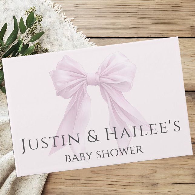 Personalisiert Pink Bow Girl Coquette Babydusche Gästebuch (Von Creator hochgeladen)