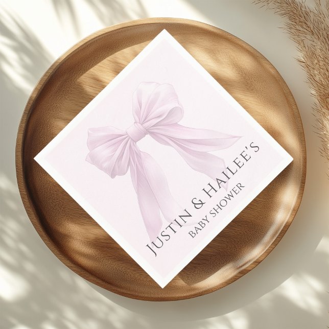 Personalisiert Pink Bow Girl Coquette Babydusche Serviette (Von Creator hochgeladen)