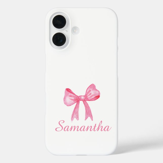 Personalisiert Pink Bow Krawatte iPhone Case|Indiv 16 Hülle (Rückseite)