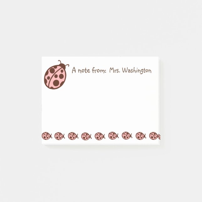 Personalisiert Pink Brown Ladybugs Post It Notes Post-it Klebezettel (Vorderseite)
