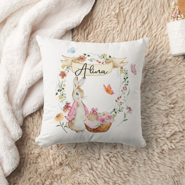 Personalisiert Pink Bunny Osterfarben Kissen (Decke)