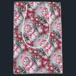 Personalisiert Pink Christmas Snowman Mittlere Geschenktüte<br><div class="desc">Personalisiert Pink Christmas Snowman</div>