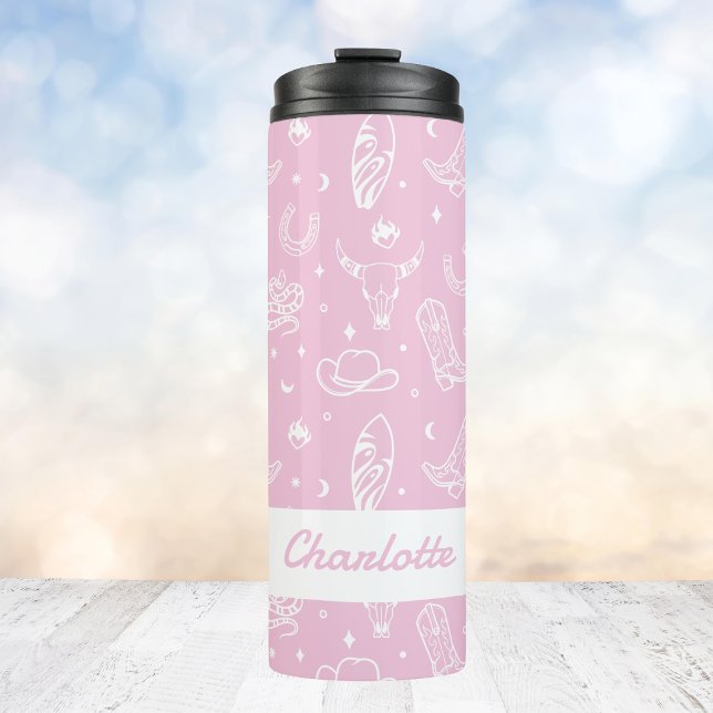 Personalisiert Pink Cowgirl Bachelorette Thermosbecher (Personalized Pink Coastal Cowgirl Bachelorette Thermal Tumbler
)