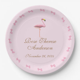 Personalisiert Pink Flamingo Themed Pappteller