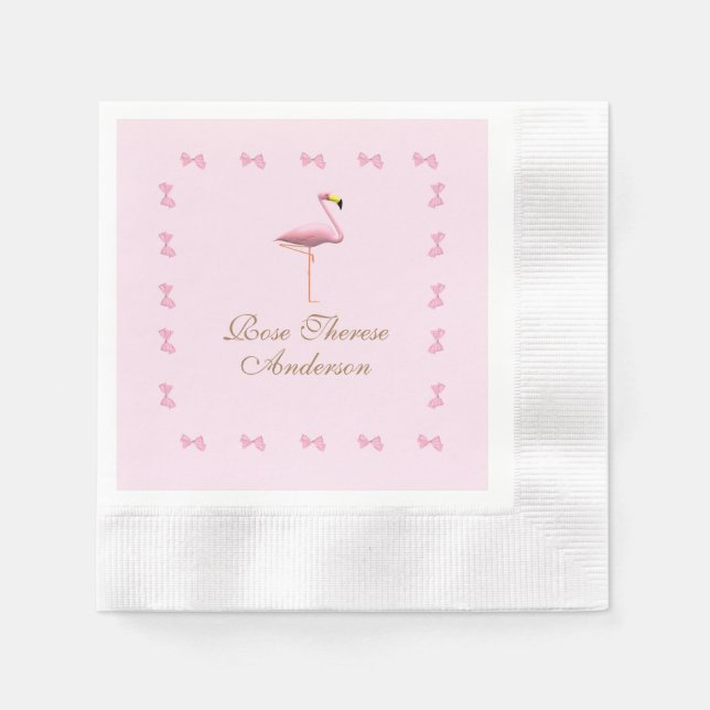 Personalisiert Pink Flamingo Themed Serviette (Vorderseite)