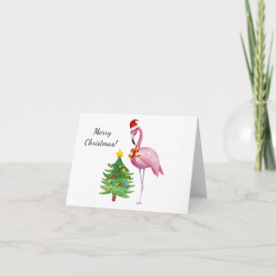 Personalisiert Pink Flamingo Weihnachtskarte Feiertagskarte