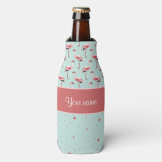 Personalisiert Pink Flamingos Polka Dots Flaschenkühler