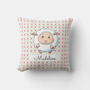 Personalisiert Pink Floral Baby Sheep Kissen