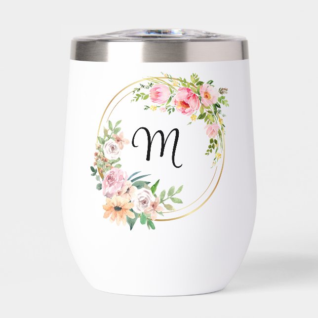 Personalisiert Pink Floral Bridesmaids (Vorderseite)