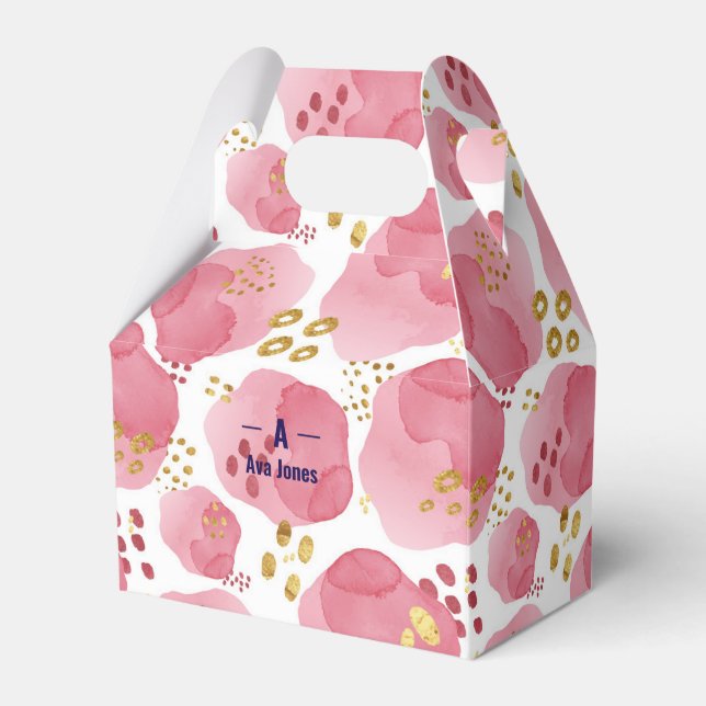 Personalisiert Pink Floral Geschenkboxen - Individ Geschenkschachtel (Vorderseite)
