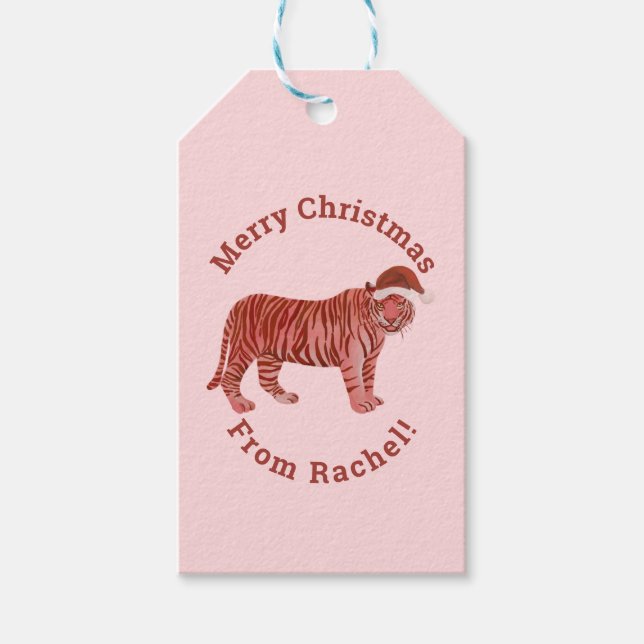 Personalisiert Pink frohe Weihnachten Weihnachten  Geschenkanhänger (Vorderseite)