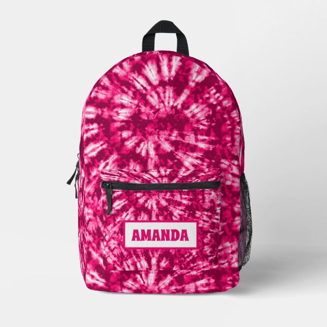 Personalisiert Pink Gefärbte Krawatte Batik Bedruckter Rucksack (Vorderseite)