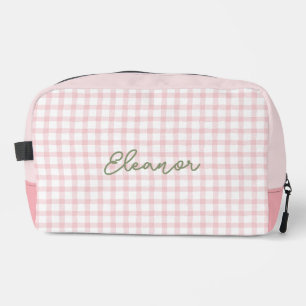Personalisiert Pink Gingham Toilettenartikel Reise Waschbeutel