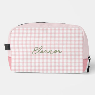 Personalisiert Pink Gingham Toilettenartikel Reise Waschbeutel
