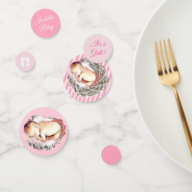 Personalisiert Pink Girl's Baby Shower Confetti Konfetti (Gruppe)