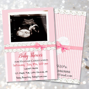 Personalisiert Pink Girls Ultrasound Babydusche Einladung