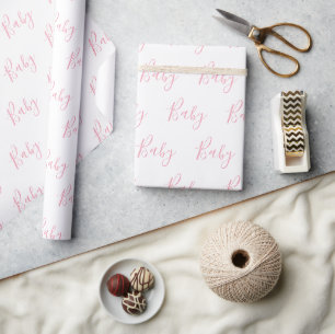Personalisiert Pink Girly Elegante Baby Geschenkpapier