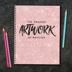 Personalisiert Pink Glitzer Artist Sketchbook Notizbuch