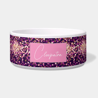Personalisiert Pink Glitzer Pet Bowl Napf