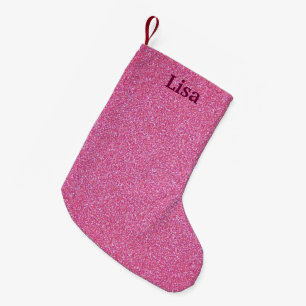 Personalisiert Pink Glitzer Weihnachten Strumpf Kleiner Weihnachtsstrumpf