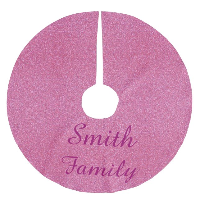 Personalisiert Pink Glitzer Weihnachtsbaumrock Polyester Weihnachtsbaumdecke (Vorderseite)
