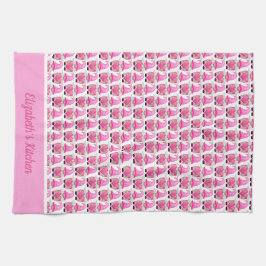 Personalisiert Pink Gnomes Hearts Woodland Whimsic Geschirrtuch