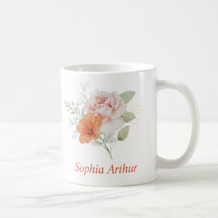 Personalisiert Pink Gold Blume Bouquet Kaffee Tass Kaffeetasse
